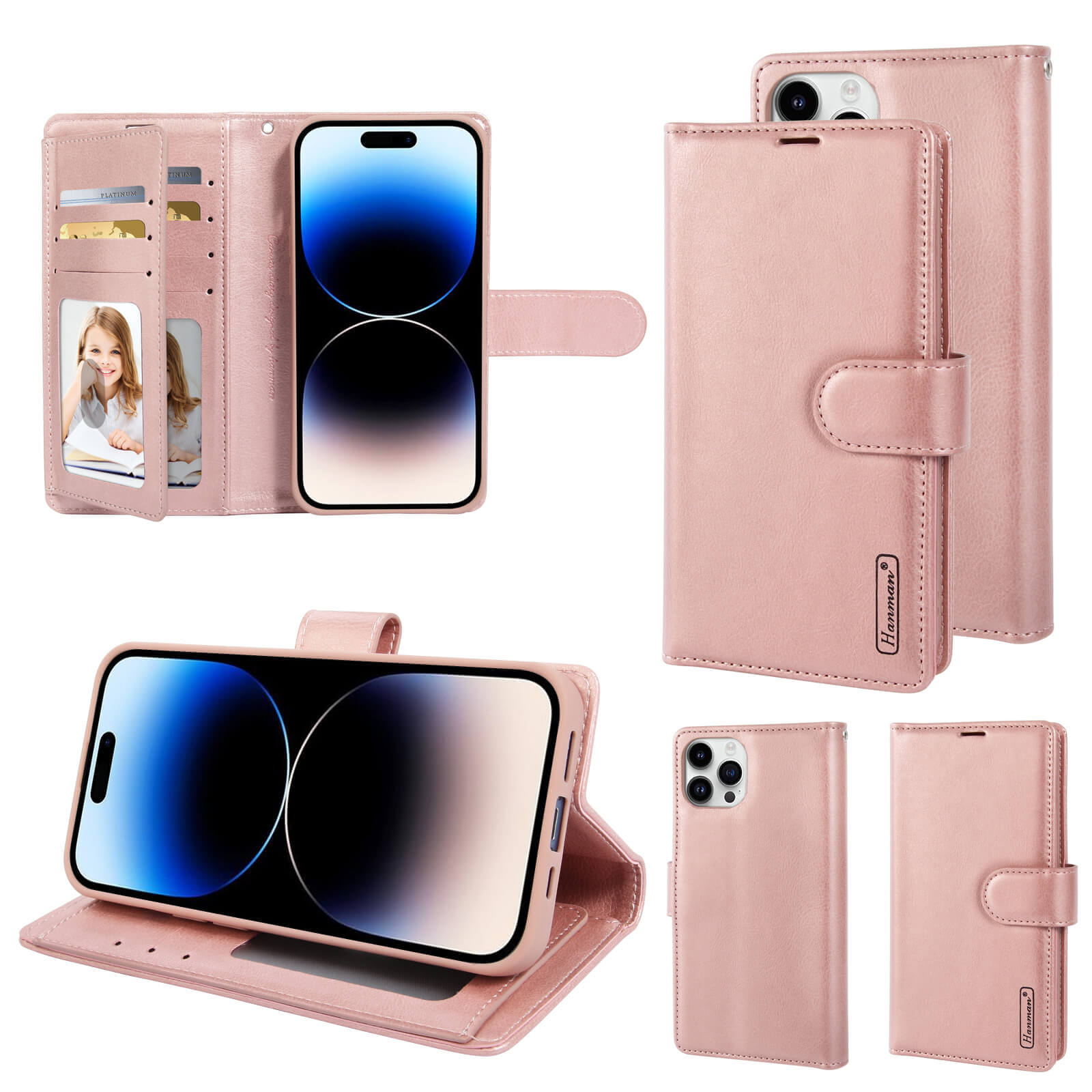 Hanman Mila Series Leather Dual Wallet Compatible with Samsung S24 Plus 2024 Case