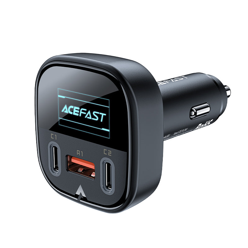 Acefast 101W (2C+A) Metal Car Charger with OLED Smart Display B5