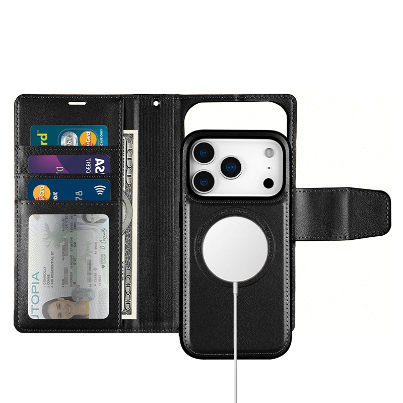 iPhone 17 Pro Max Hanman Miro Leather 2-in-1 Wallet Case with Magnetic Back