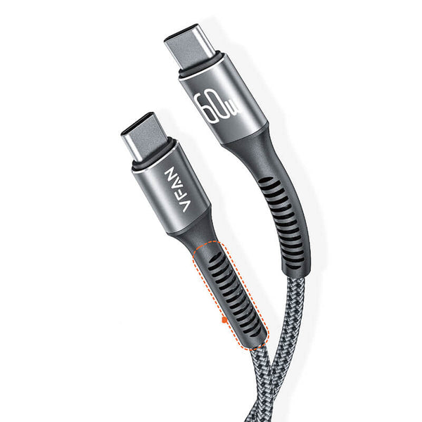 New Arrivals Mobie Fast Charging Cable with Reinforced Long Grip Type-C to Type-C 60W 2m X22