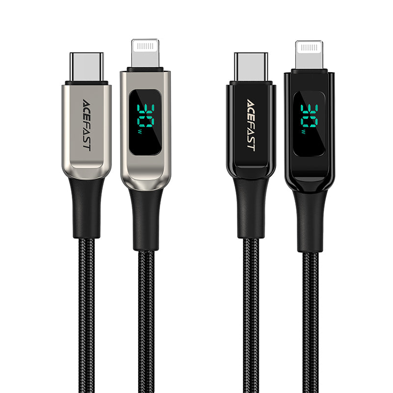 Acefast Type-C to Lightning Zinc Alloy Digital Display Braided Charging Data Cable C6-01