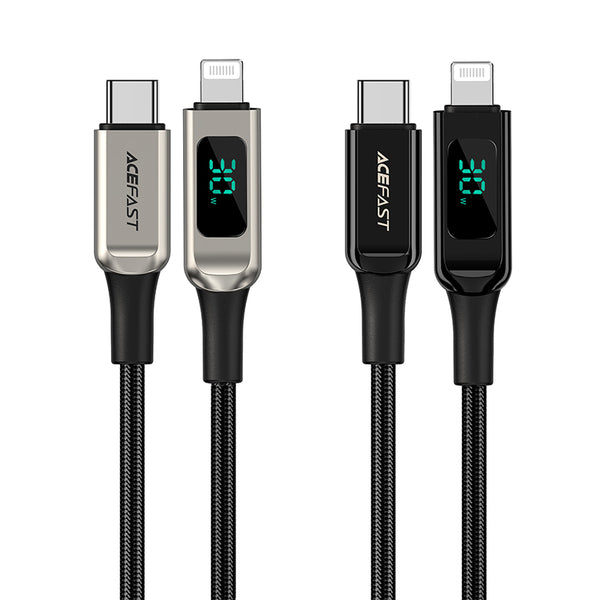 Acefast Type-C to Lightning Zinc Alloy Digital Display Braided Charging Data Cable C6-01