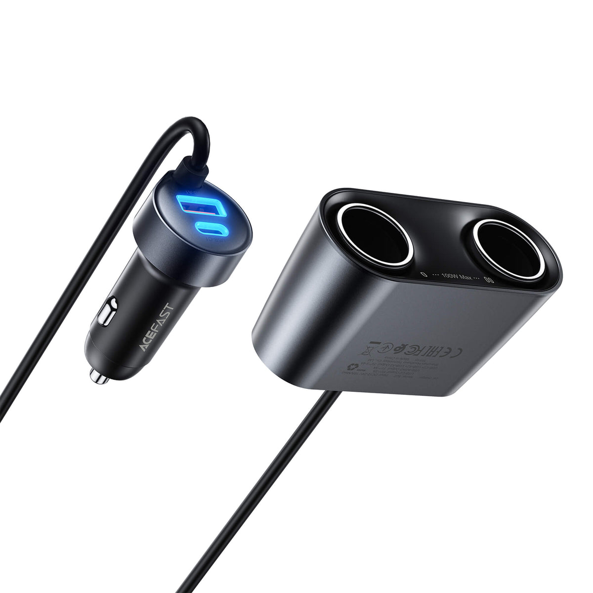 Acefast 152W 7 Port Dual Cigar Lighter Car Charger with Independent Switches B22