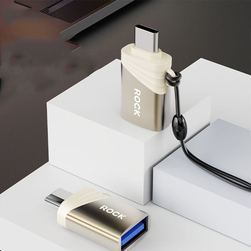 New Arrivals Rock USB to Type-C Male OTG Adapter with Lanyard