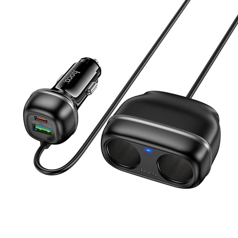 hoco 48W PD/QC Car Charger Dual USB-C/A Ports with 240W Cigarette Lighters Z59