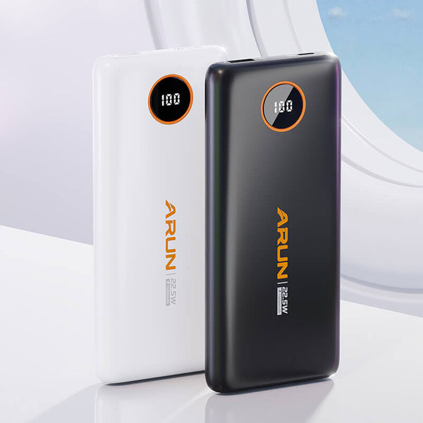 New Arrival Arun 22.5W LED Power Bank with 2 Built-in Cables(USB-C and iOS) 10000mAh DY01