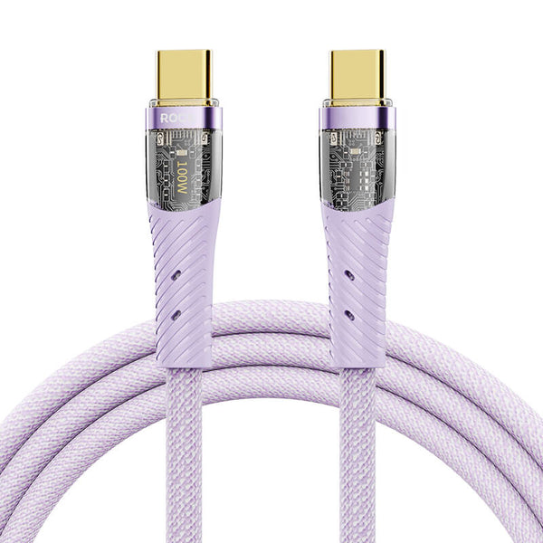 Rock Transparency Fast Charge Data Cable Type-C to Type-C 100W/6A 1.2m Z21