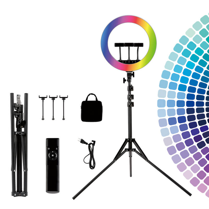 HQ 18 inch(46cm) RGB Ring Light with 1.9M Tripod Stand & 3 Phone Holders