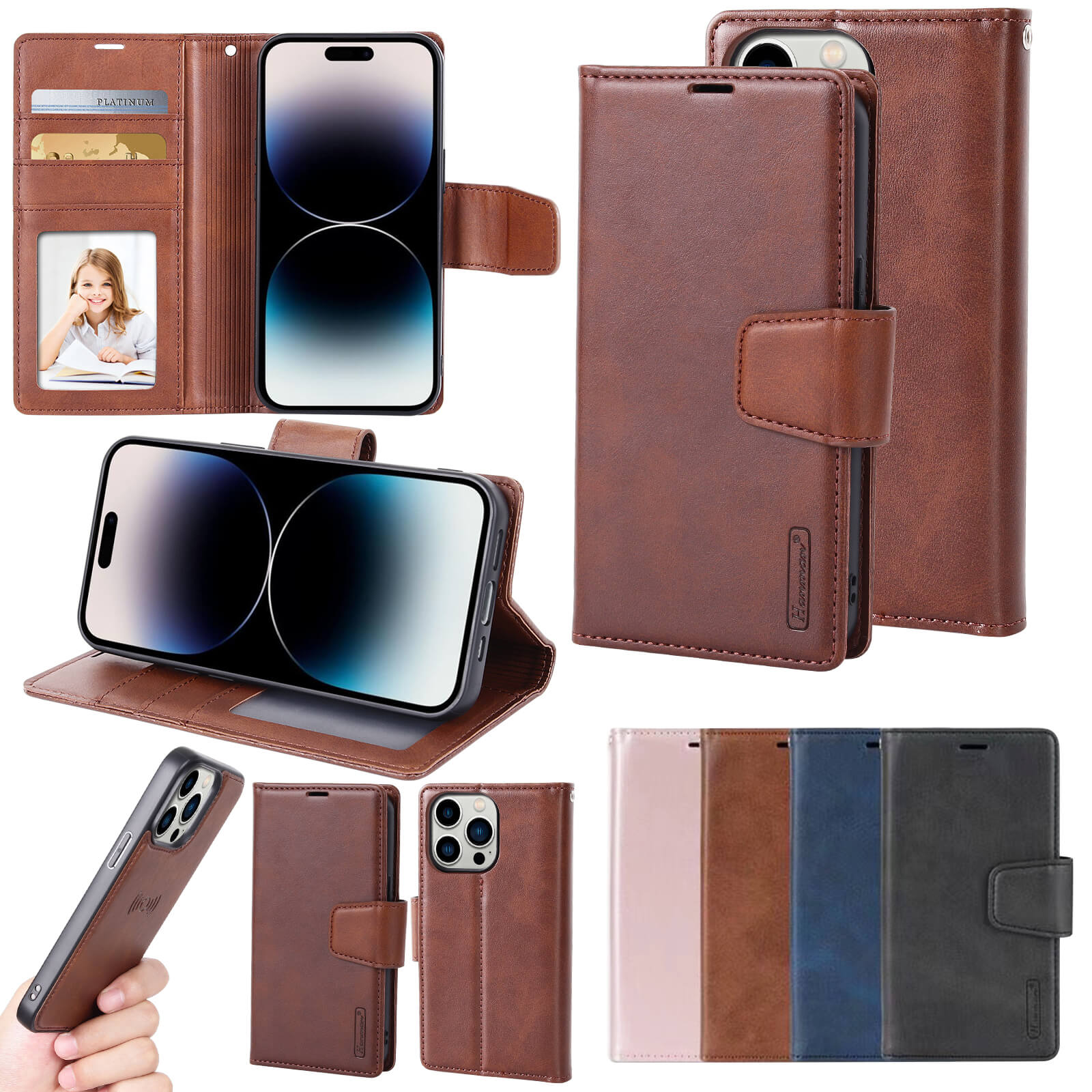 Hanman Miro Leather 2-in-1 Wallet Case with Magnetic Back Compatible with iPhone 13 Pro Max