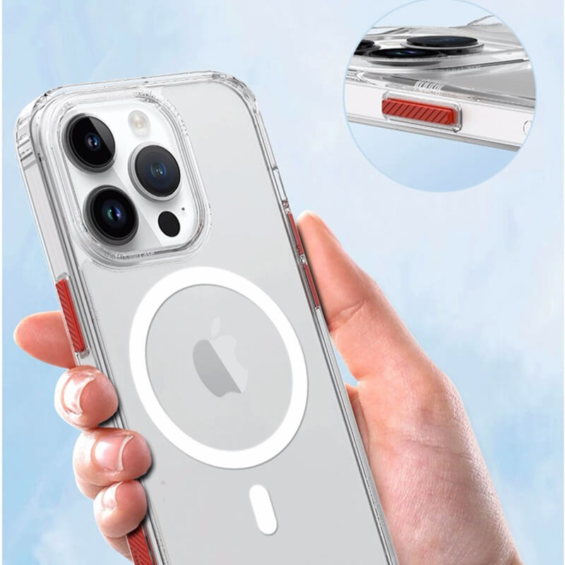 iPhone 15 Elite Series Transparent Magsafe Detachable Buttons Phone Case