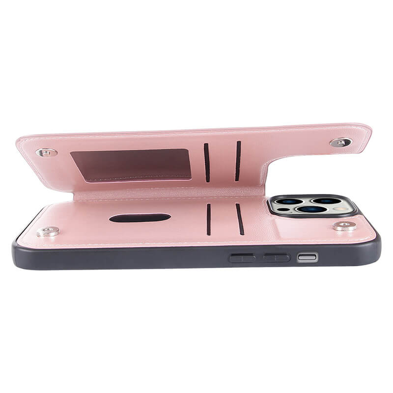 iPhone 16 Pro Mika Series PU Leather Wallet Stand Case with Magnetic Close