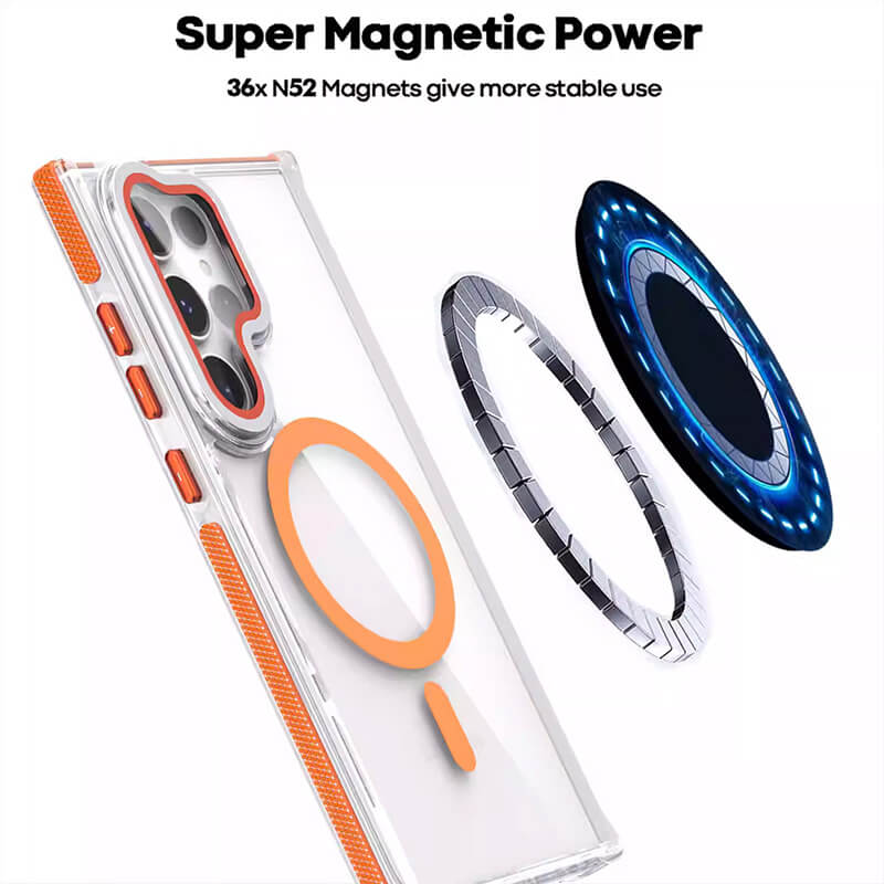 Compatible with Samsung S26 2026 Rita Series Invisible Kickstand Crystal Clear Magnetic Case