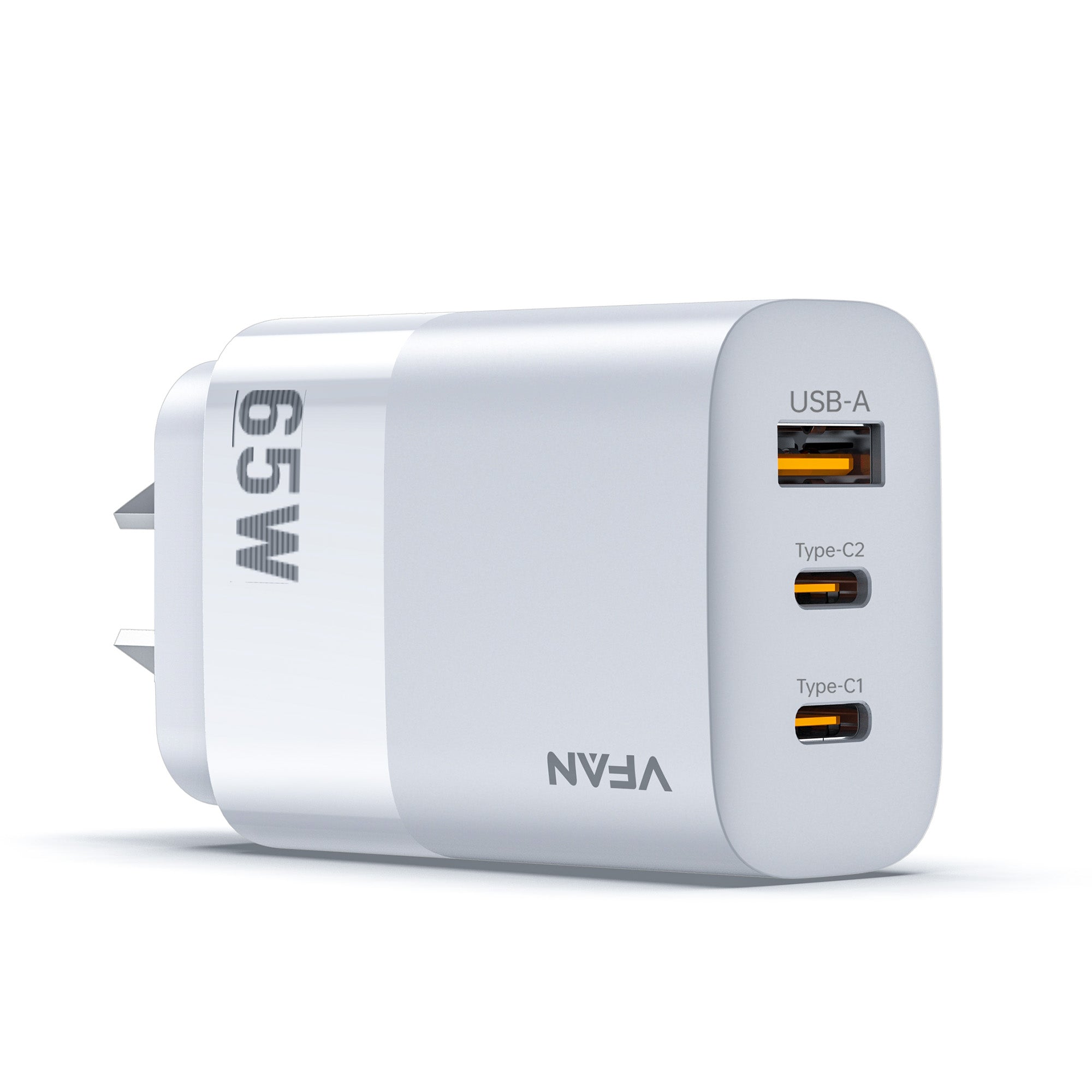 VFAN USB A+C PD 65W 3-in-1 GaN Ultra Fast Charger Plug MacBook Available AU7