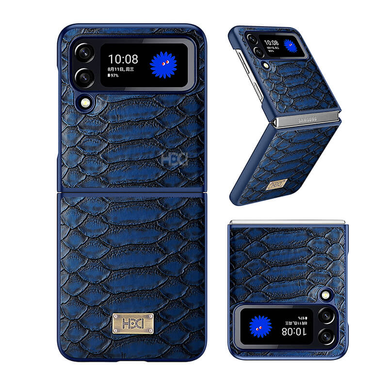 Samsung Galaxy Z Flip 4 2022 HDD Luxury Crocodile Leather Foldable Shockproof Phone Case