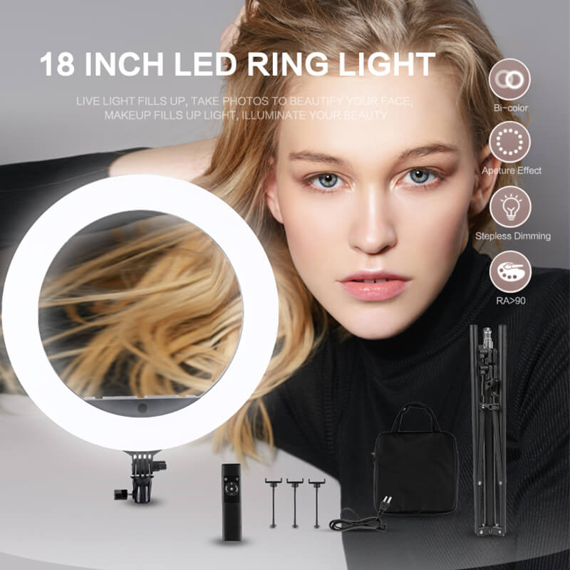 HQ 18 inch(46cm) LED Soft Ring Light with 1.9M Tripod Stand & 3 Phone Holders