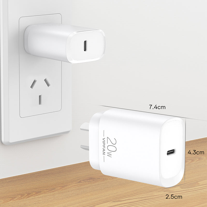 VFAN USB-C Power Delivery 20W Super Fast Charger Plug AU5