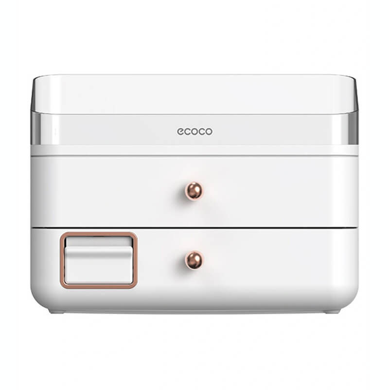 Mobie Double Layer Makeup Organizer with Cotton Pad Storage Dispenser E2371