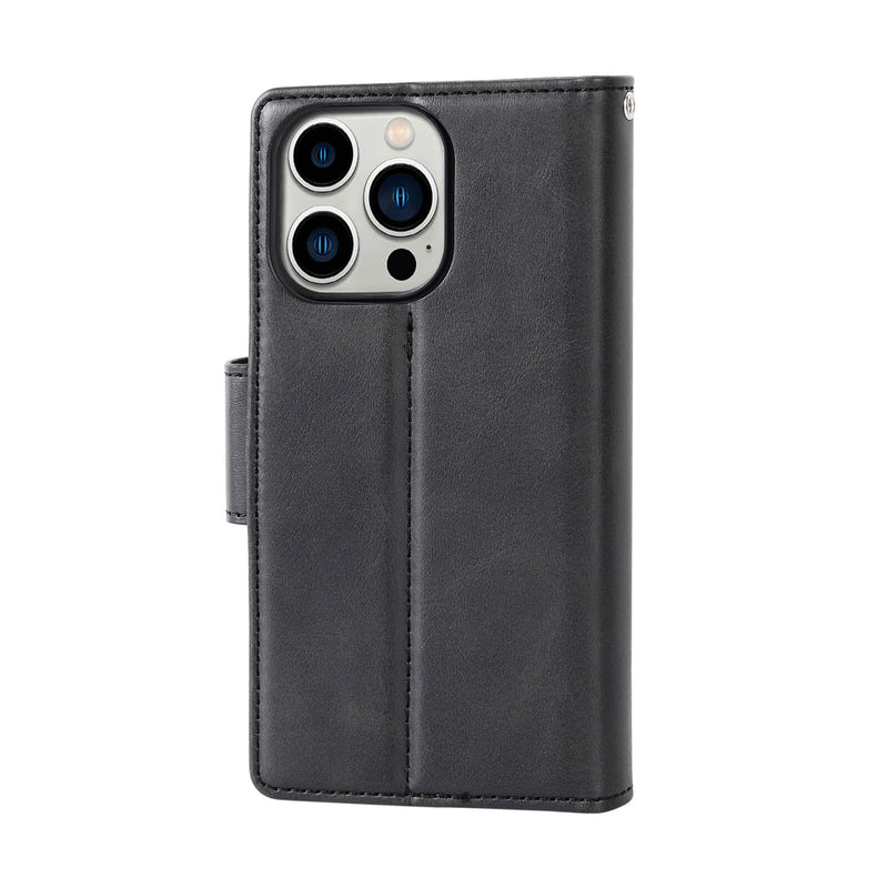 iPhone 14 Pro Max Luxury Hanman Leather 2-in-1 Wallet Flip Case With Magnet Back