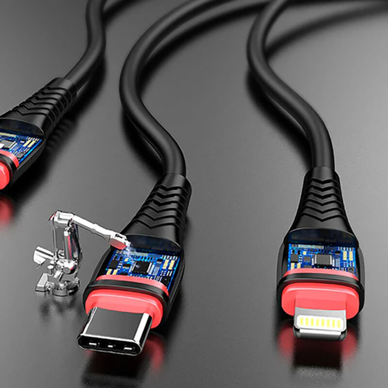 VFAN 3 in 1 USB to Micro Type-C Lightning Charging Data Cable 1.2m X1