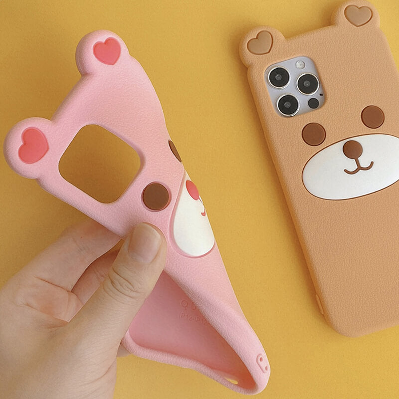 iPhone 13/14 Q Uncle Brown Bear Silicone Phone Case