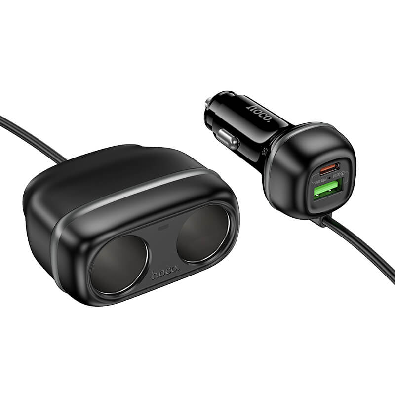 hoco 48W PD/QC Car Charger Dual USB-C/A Ports with 240W Cigarette Lighters Z59