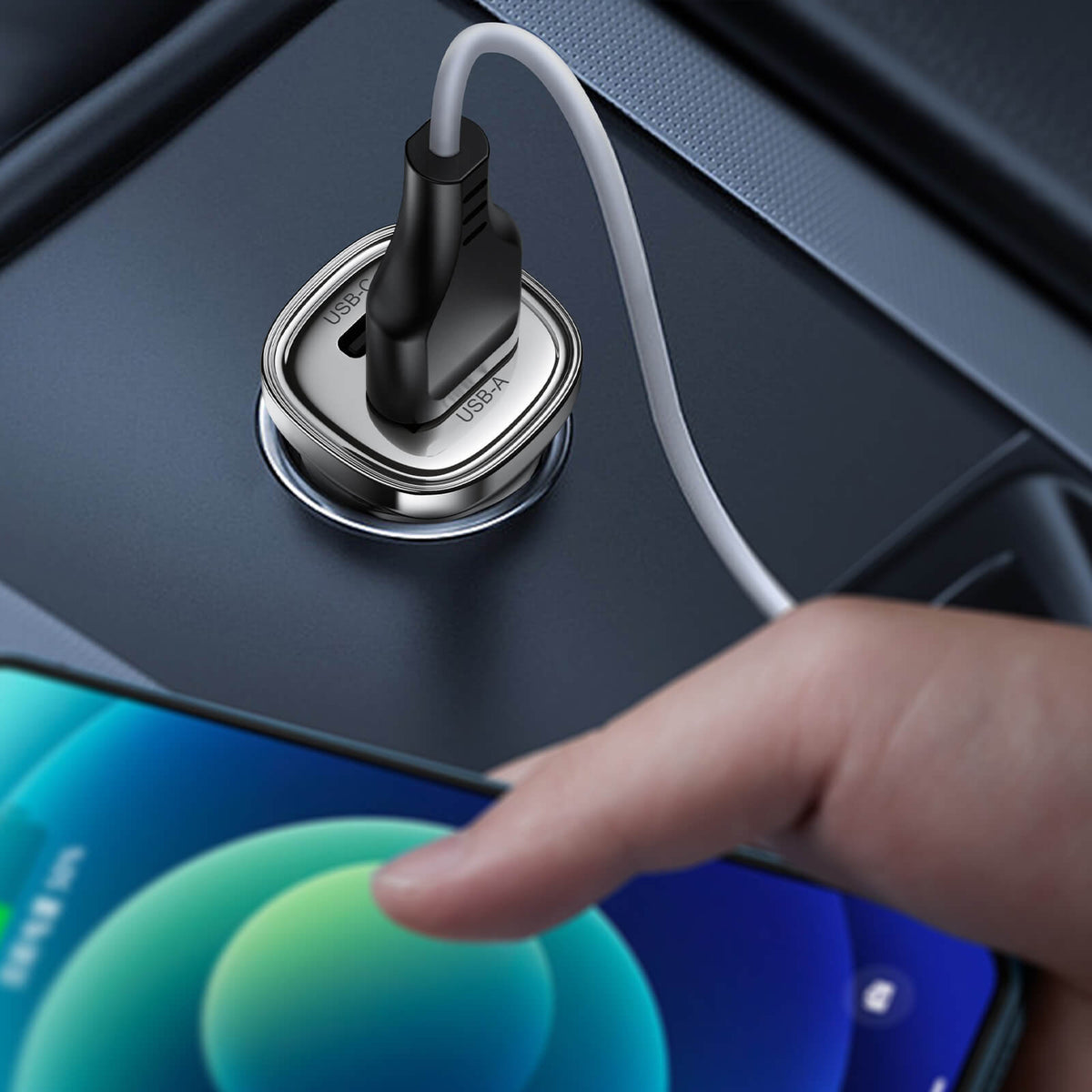 Acefast PD 45W USB-C USB-A Dual Port Car Charger B20