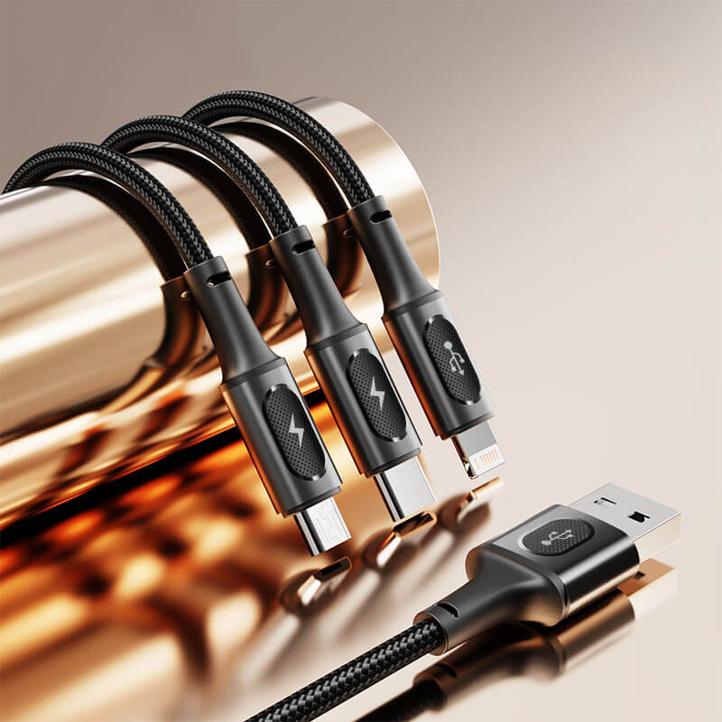 Rock 3-in-1 Fast Charging Data Cable USB to L+M+C 3.5A 1.2m
