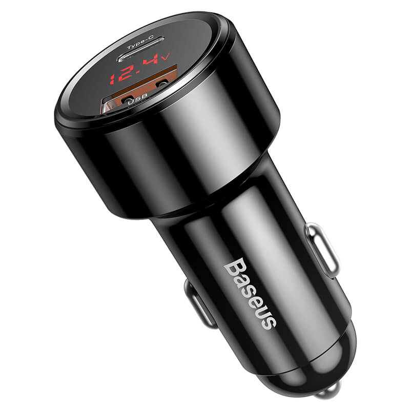 Baseus Digital Display (Type-C PD+QC) Intelligent Dual Quick Car Charger C20C