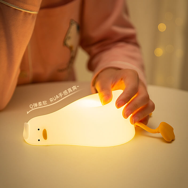 Mobie Lie in Peach Lying Flat Duck Silicone Touch Light Lamp