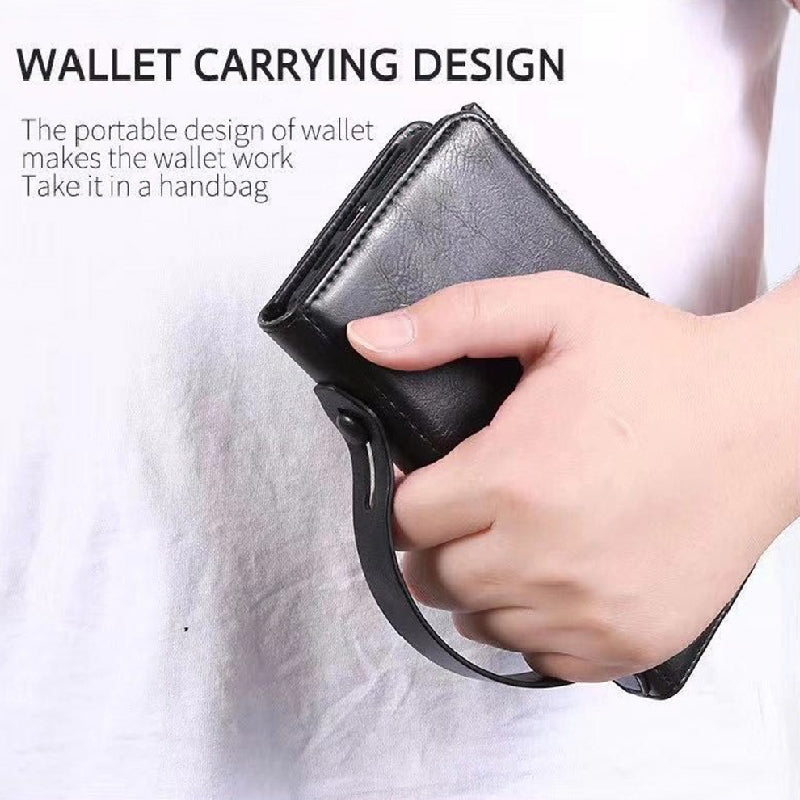 iPhone 12 Mini JDK Genuine Leather Wallet Carrying Phone Case with Magnetic Back