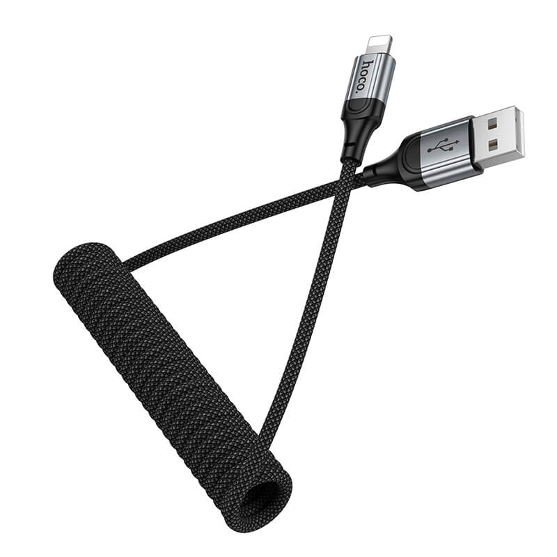 Hoco USB-A to Lightning Spring Coiled Charging Data Cable 1.5m X121