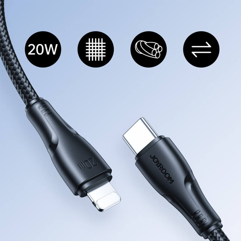 New Arrivals Joyroom Braided Charging Cable Type-C to Lightning 20W 25cm