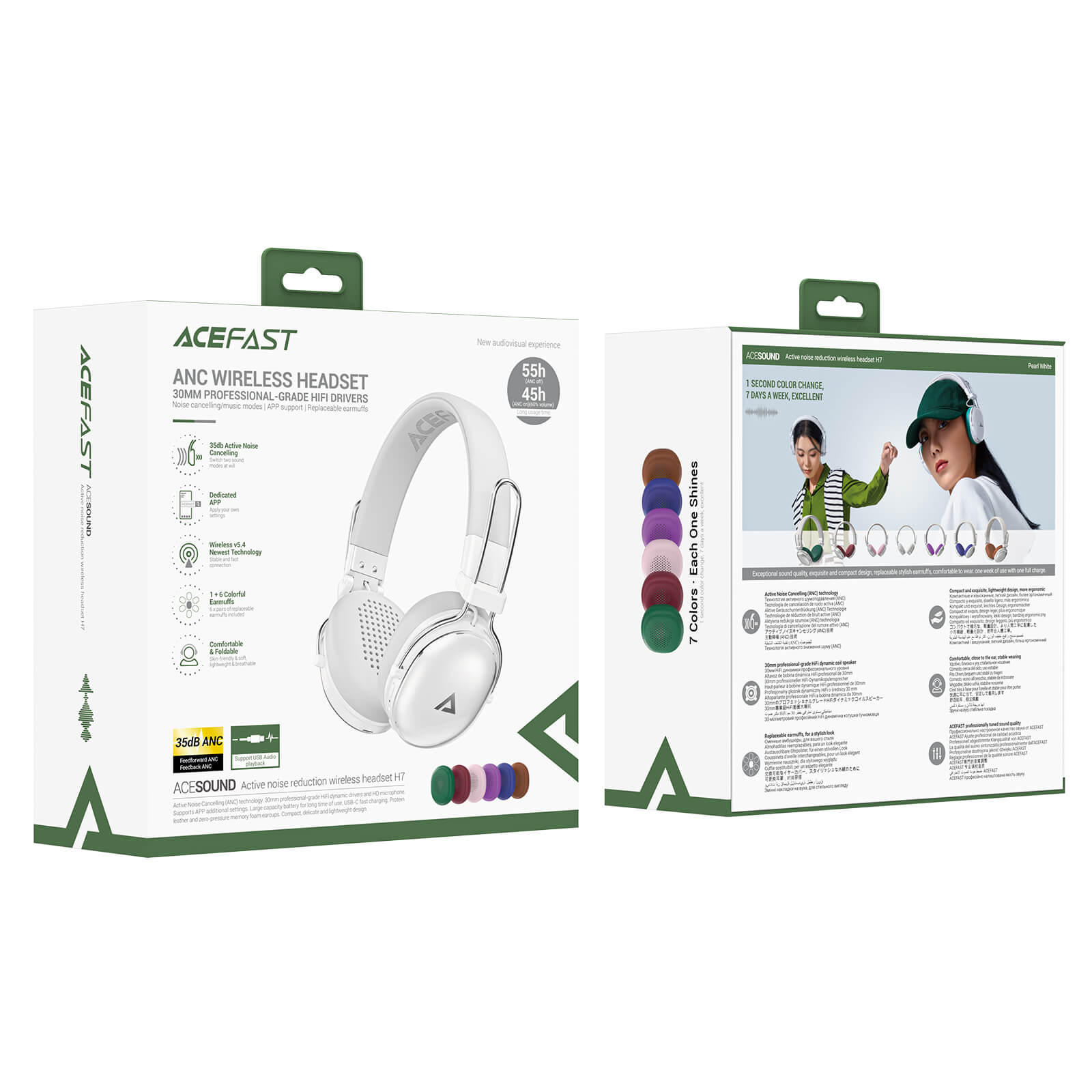 Acefast Color Your Week ANC Noise Wireless Headset 55H H7