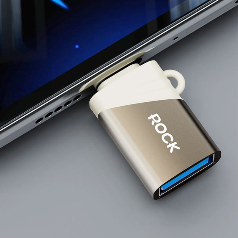 Rock USB to Type-C Male OTG Adapter with Lanyard