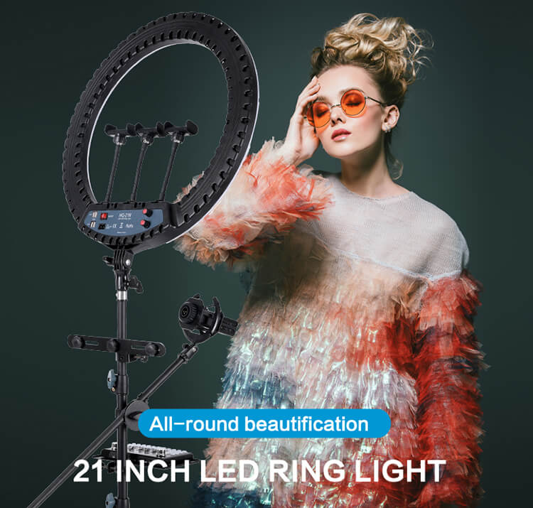 HQ 21 inch 53cm LED Soft Ring Light with 1.9M Tripod Stand 3 Phone Holders