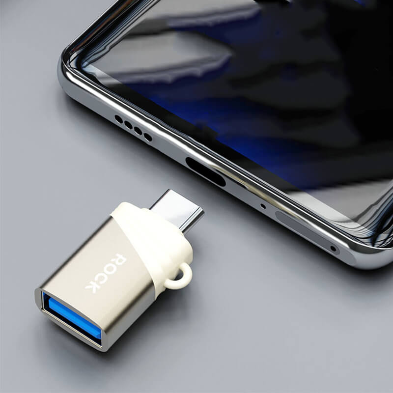 Rock USB to Type-C Male OTG Adapter with Lanyard