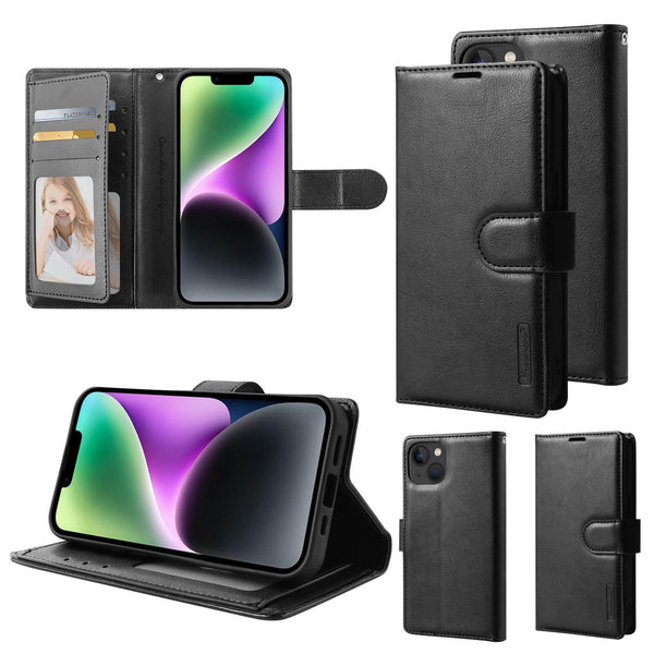 iPhone 14 Luxury Hanman Leather Dual Wallet Flip Case