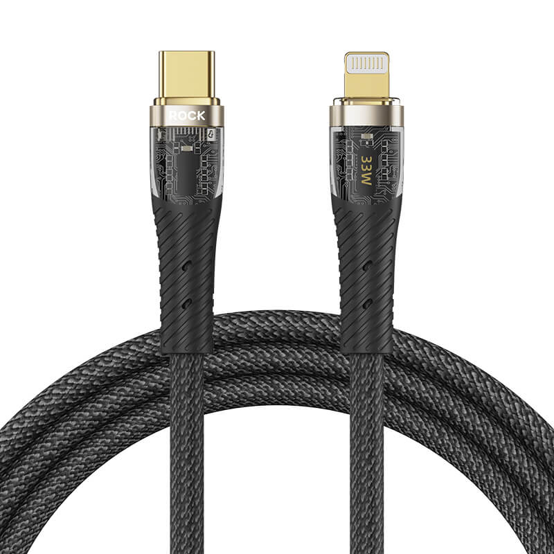 New Arrival Rock Transparency PD 33W Type-C to Lightning Fast Charge Data Cable 1.2m Z21