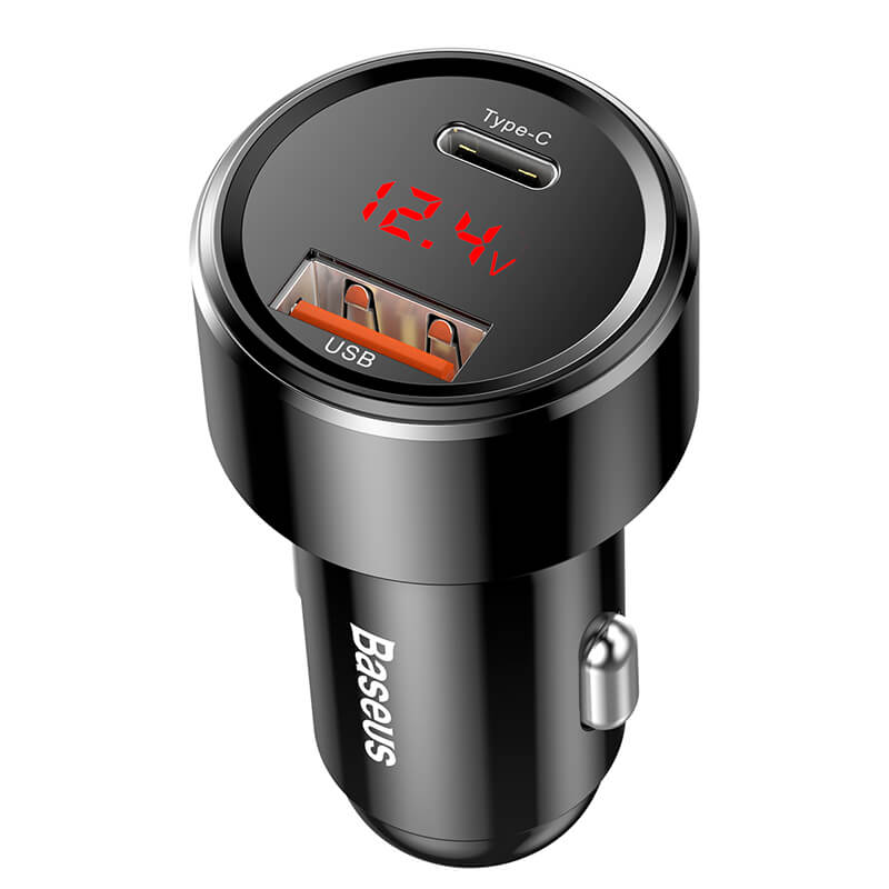 Baseus Digital Display (Type-C PD+QC) Intelligent Dual Quick Car Charger C20C