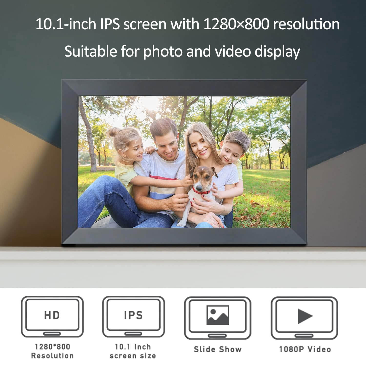 Mobie 10.1 Inch HD IPS Touchscreen WiFi Remote Sharing Digital Picture Frame