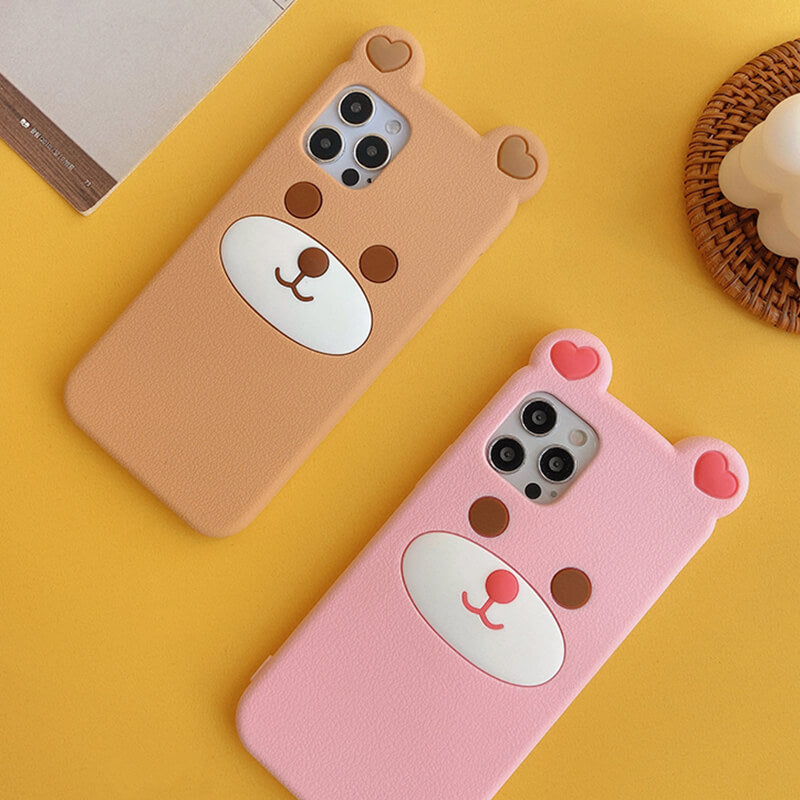 iPhone 14Pro Q Uncle Brown Bear Silicone Phone Case