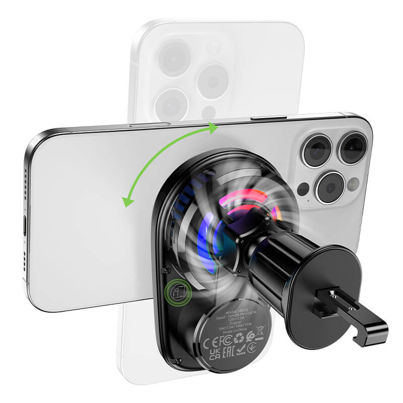 Hoco Magnetic 15W Wireless Fast Charging Car Air Vent Holder with Cooling Fan HW36