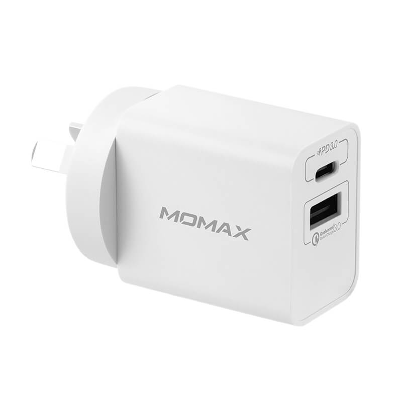 Momax 20W QC3.0+USB-C PD Wall Charger Dual Output USB-C PD & USB-A UM13