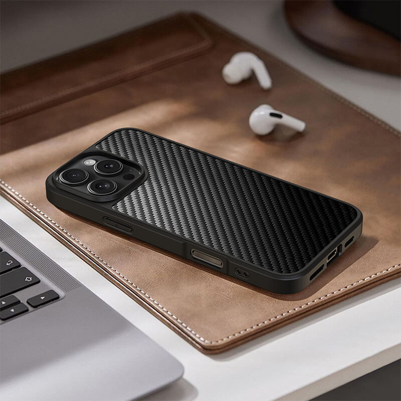 iPhone 16 Scott Series Carbon Fiber Texture Shockproof Phone Case