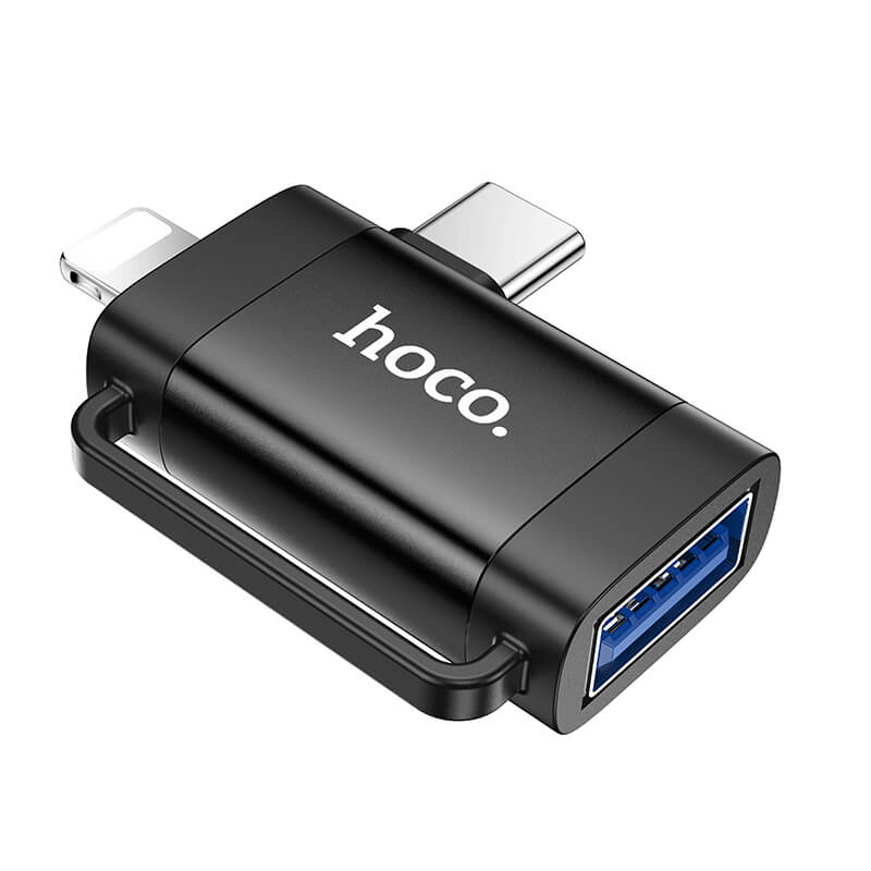 hoco. 2-in-1 Portable Mini Adapter Lightning & Type-C to USB-A OTG