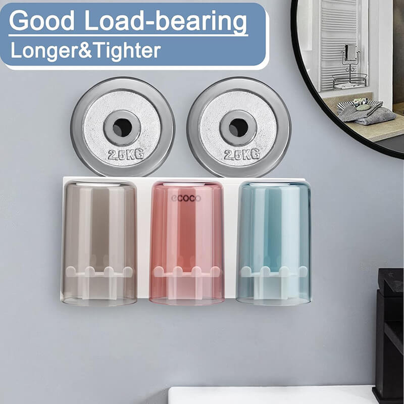 Mobie All in One No Drill Wall Mounted Toothbrush and Cup Holder Set E1925