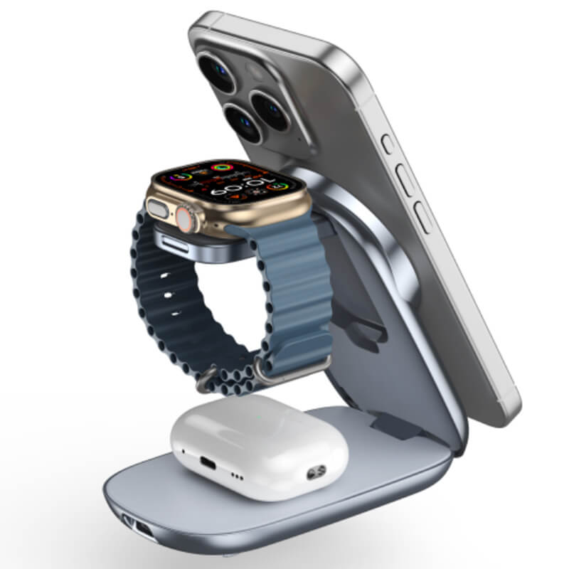 Mobie 3 in 1 Qi2 Foldable Magnetic Wireless Charger For Apple Watch W72