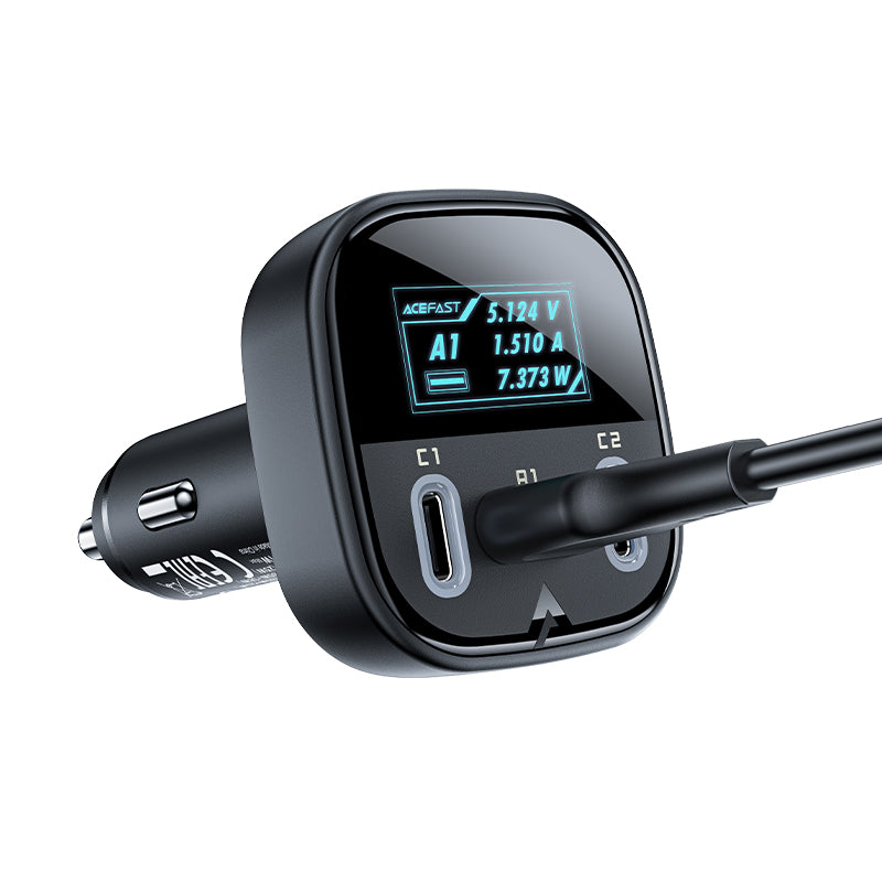 Acefast 101W (2C+A) Metal Car Charger with OLED Smart Display B5
