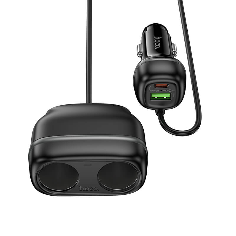 hoco 48W PD/QC Car Charger Dual USB-C/A Ports with 240W Cigarette Lighters Z59