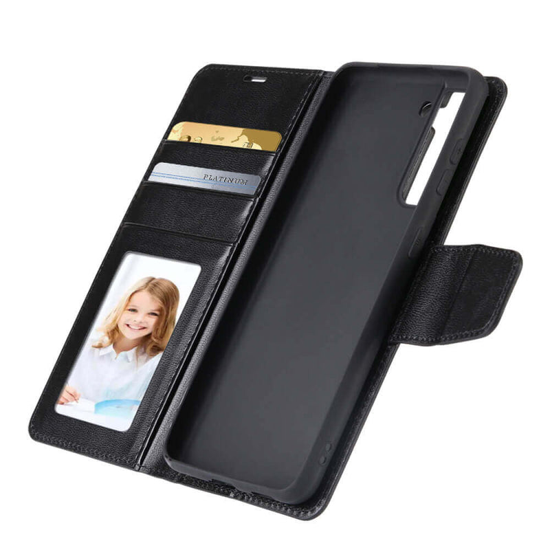 Samsung Galaxy S24 Ultra 2024 Hanman Mila Series Leather Dual Wallet Filp Case